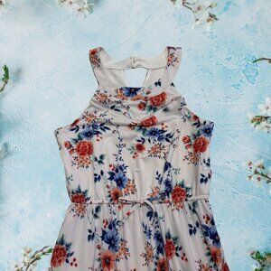 🌹 JUNIORS Three Pink Hearts Trixxi Floral High Neck Maxi Dress | Size L ☀️